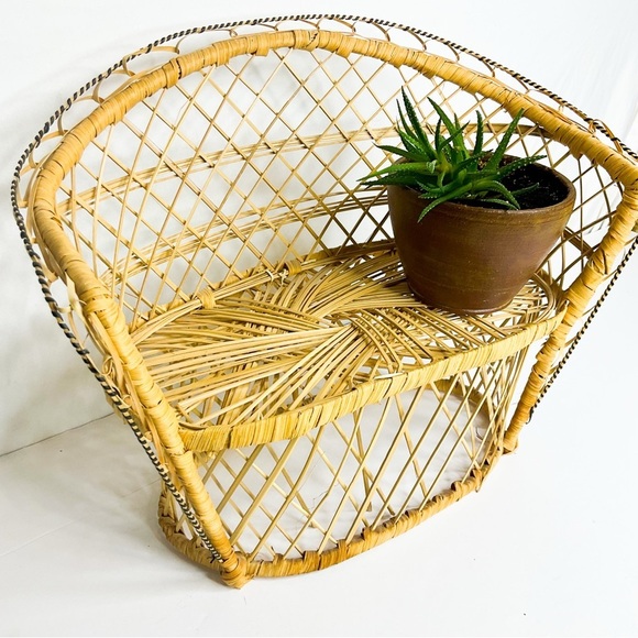 Vintage Wicker Plant Stand | Natural Rattan Boho Décor - Picture 2 of 4